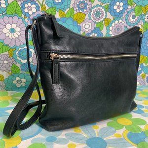 Margot Black Leather Zip Up Shoulder Bag